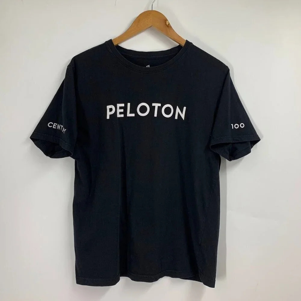 Peloton Women's Spellout Graphic Logo Crew Neck Short Sleeve Shirt Size L